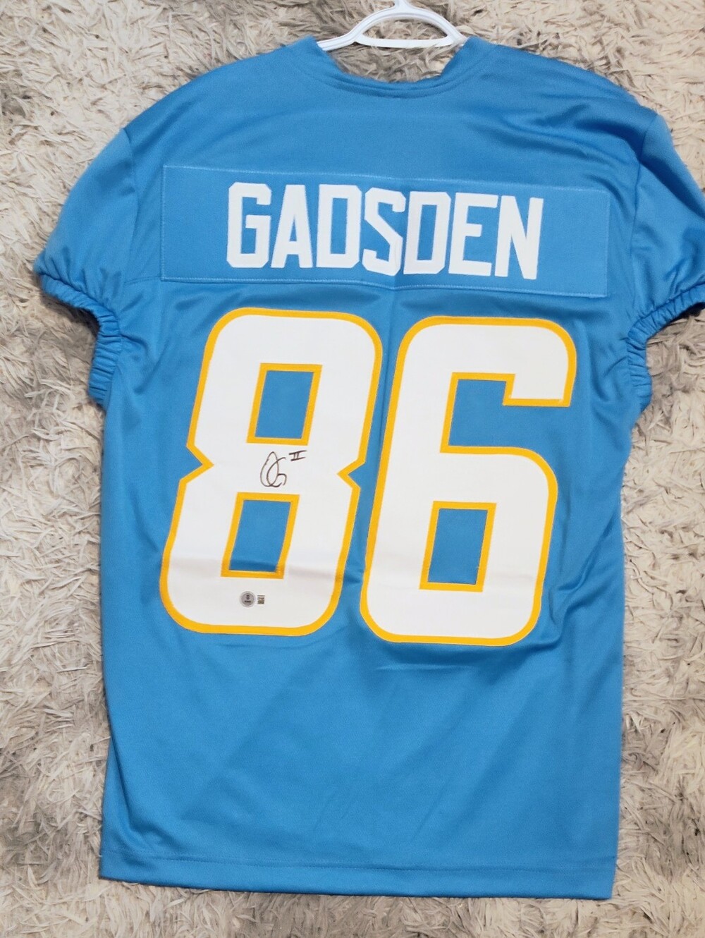 Oronde Gadsden Signed custom LA Chargers Jersey Beckett COA size XL